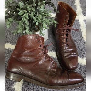 Vtg Polo Ralph Lauren Leather Lace Up Officer Military Field Boots Sz 10 England